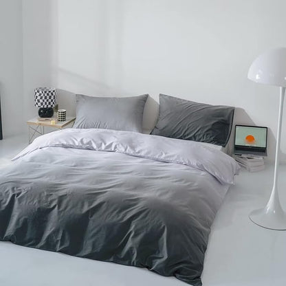 Gradient Gray Comforter Set Ombre White Gray Bedding Set Cal King Women Aesthetic Comforter 3 PCs Gray Color Bed Comforter Set California King Gradient White and Gray Comforter Set
