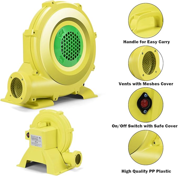 COSTWAY Bounce House Blower for Inflatable Bounce House Bouncy Castle,Yellow/Green