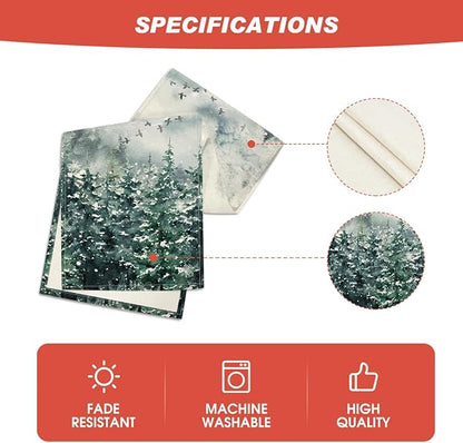 Artoid Mode Green Tree Snow Christmas Table Runner, Seasonal Winter Holiday Kitchen Dining Table Decoration for Home Party Decor 13x36 Inch