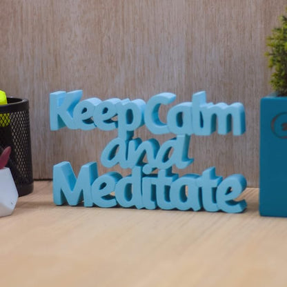 NUKKAD TALES Keep Calm and Meditate Blue Aesthetic Table Decor - Ideal for Home or Office Desk, Shelf. Quirky Room Decoration Showpiece, Birthdays, Corporate Gifts, Inspirational Wall Decor.
