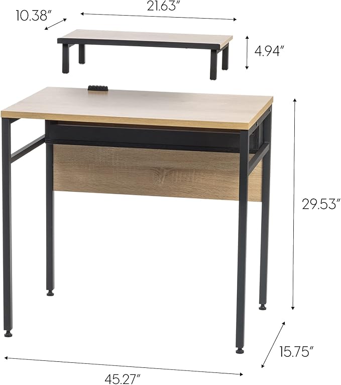 IRIS OWDN-8862 Computer Desk with Organizer, Monitor Stand, and Cable Tray, 31" - Rustic, Wood