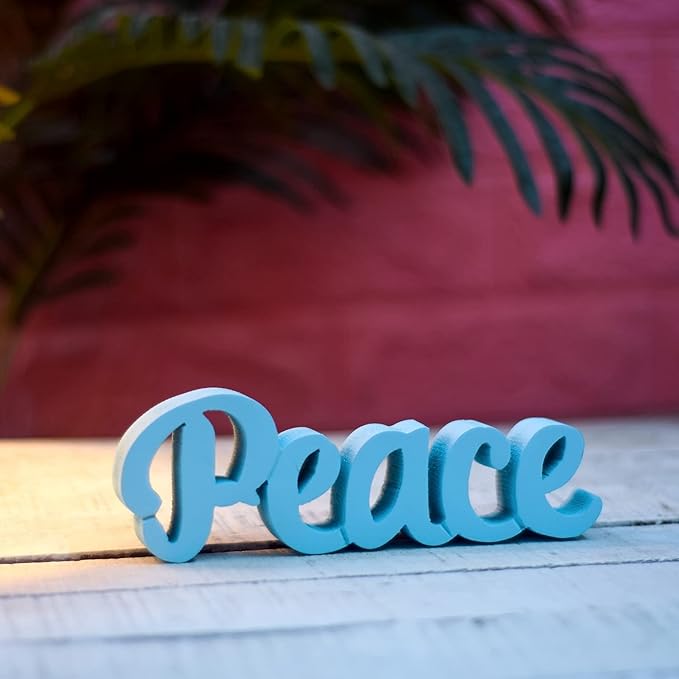 Peace – Blue, Aesthetic table decor for home or office, desk or Shelf. Quirky room decoration showpiece, ideal for birthday gift, corporate gift, and inspiring wall decor