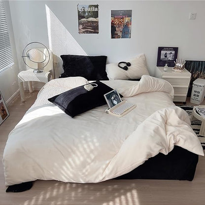 Wellboo White Velvet Comforter Set King Size Fluffy White Bedding Set Women Men Solid White Plush Bedding Comforters Soft Flannel White Blankets Lightweight Fluzzy Micromink Sherpa Shaggy Quilts