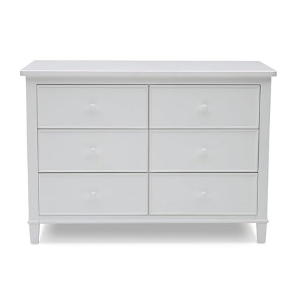 Delta Children Haven 6 Drawer Dresser, White + Perry 6-in-1 Convertible Crib - Greenguard Gold Certified, White (Bundle)