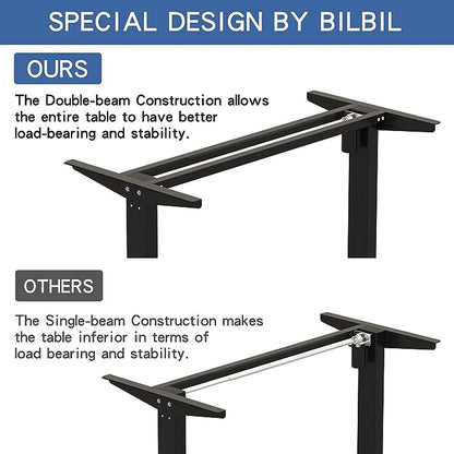 Mobile Rolling Electric Standing Desk Height Adjustable, 55 x 30 Inches Sit to Stand Desk with Splice Board, Black Frame/Rustic Brown Top