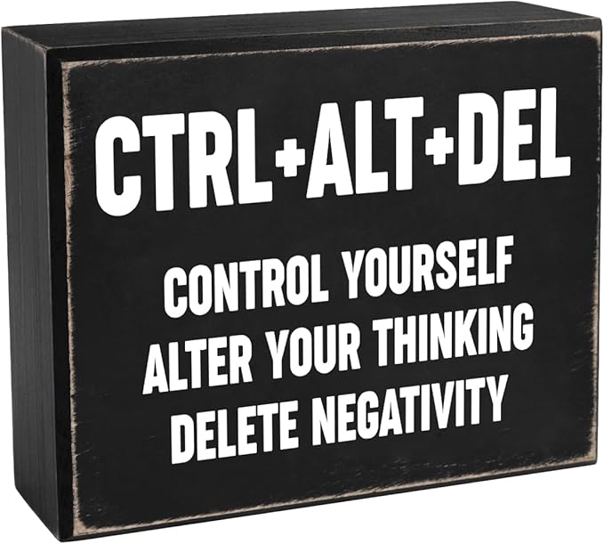 Creoate Home Office Desk Black Decor - Inspirational Farmhouse Wooden Box Sign - Cubicle Decor or Desk Decor for Women - Cute Desk Accessories - Encouragement Gifts