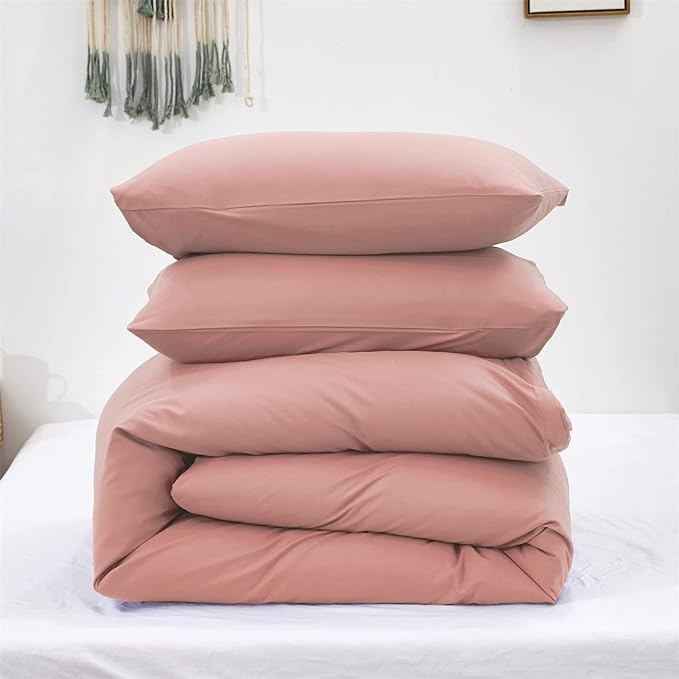 Pink Comforter King Size Pure Blush Pink Bedding Set Women Rose Pink Durable Comforter Set 3 Pieces 1 Comforter with 2 Pillowcases