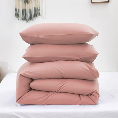 Blush Pink Comforter Set Full Size Solid Rose Pink Bedding Women Quilt Set Blush Pink Comfroter Set 3 PCs for Girls boys Teens Adult Bed Set Durable Breathable Pink Blanket