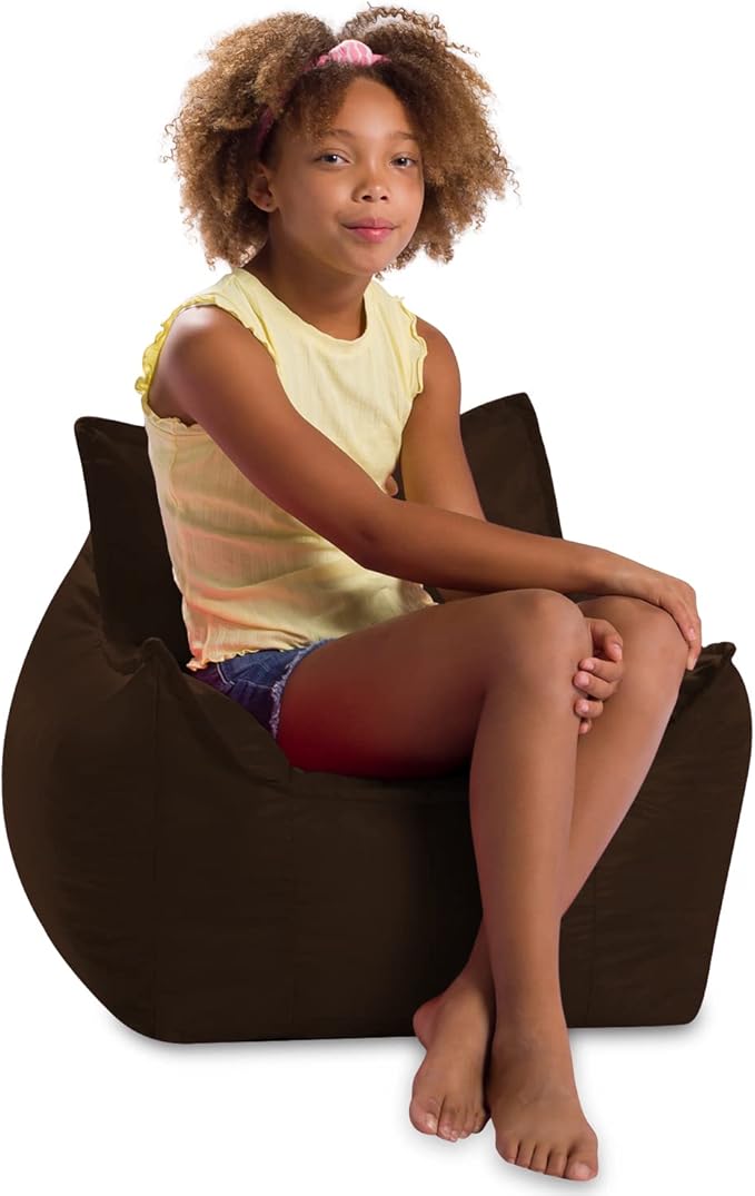 Posh Creations Structured Comfy Bean Bag Chair for Gaming, Reading, and Watching TV, Newport Chair, Microsuede - Chocolate