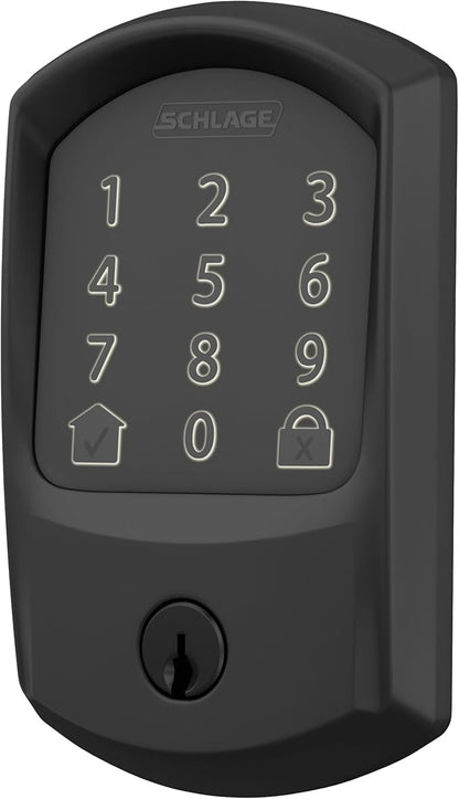 SCHLAGE BE489WB GRW 622 Encode WiFi Deadbolt Smart Lock, Keyless Entry Touchscreen Door Lock with Greenwich Trim, Matte Black