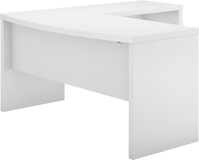 Bush Business Furniture Echo L Shaped Bow Front Desk in Pure White
