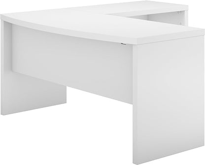 Bush Business Furniture Echo L Shaped Bow Front Desk in Pure White