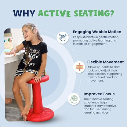 Studico ActiveChairs Kids Wobble Stool, Flexible Classroom Seating improves Focus, Posture & helps ADHD/ADD. Get The Wiggles out Active Fidget Chairs, Preschool | Elementary 14" Chair, Ages 3-7, Gray