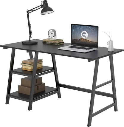 soges Computer Desk 47inches PC Desk Office Desk with Shelf Workstation for Home Office Use Writing Table,Black