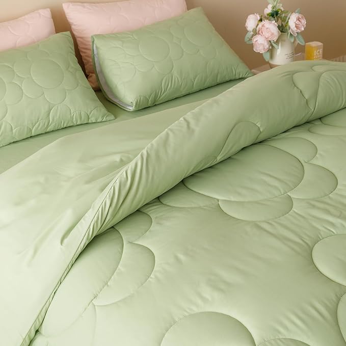 Sage Flower Comforter King Green Sunflower Print Bed King Comforter Set 3 Pieces Green Floral Comforter Set for Women Girls Bedroom Decor All Season Hotel Quality Comforter Set