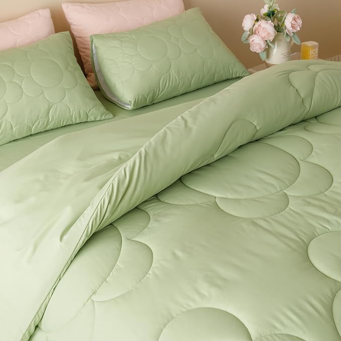Sage Flower Comforter Full Green Sunflower Print Bed Full Comforter Set 3 Pieces Green Floral Comforter Set for Boys Girls Teens Bedroom Decor All Season Hotel Quality Comforter Set