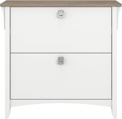 Bush Furniture Salinas 2 Drawer Lateral File Cabinet in Pure White and Shiplap Gray