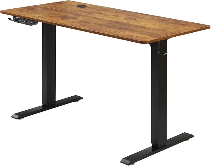 VEVOR Height Adjustable Desk, 55.1 x 23.6 in, 3-Key Modes Electric Standing Desk,Whole Piece Desk Board, Sturdy Dual Metal Frame, Max. Bearing 180 LBS Computer Sit Stand up Desk, for Home and Office