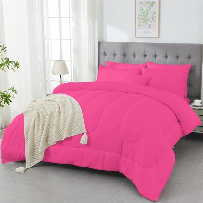 3 Piece Solid Color All Season Bedding Comforter Set Microfiber Soft Lightweight Bedding Set for Kids Teens Adults Room Decor with 1 Comforter and 2 Pillowcases Full