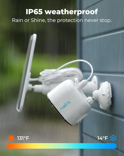 REOLINK 5MP Solar Security Cameras Outdoor Wireless, Spotlight Color Night Vision, 2.4G/5Ghz WiFi Home Surveillance, Solar/Battery Powered, Human/Car Detection, Local Recording, Argus 3 Pro Kit