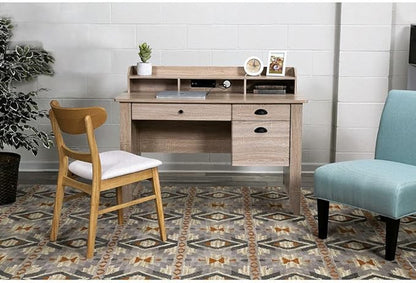 OneSpace Eleanor Executive Hutch and USB, Charger Hub, Light Oak Desk, No Size