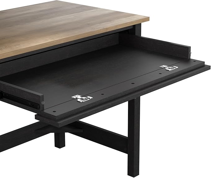 Bush Furniture Mayfield 54W Computer Desk with Shelves in Vintage Black and Reclaimed Pine| Table and Storage for Home Office Workspace