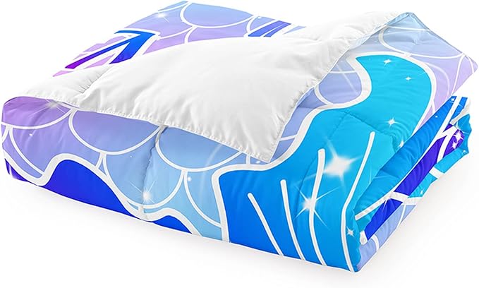 Pink Mermaid Full Size Bedding Set for Girls, Girls Mermaid Comforter Set Full, 3Pcs Mermaid Bedding Full, Ultra Soft Breathable Mermaid Skin Surface Scales Quilt with 2 Pillowcases