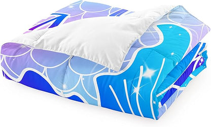 Pink Mermaid Full Size Bedding Set for Girls, Girls Mermaid Comforter Set Full, 3Pcs Mermaid Bedding Full, Ultra Soft Breathable Mermaid Skin Surface Scales Quilt with 2 Pillowcases