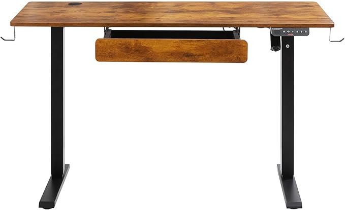 VEVOR Height Adjustable Desk, 47.2 x 23.6 in with Drawer, 3-Key Modes Electric Standing Desk,Whole Piece Desk Board, Dual Metal Frame, 180 LBS Capacity Computer Sit Stand up Desk, for Home and Office