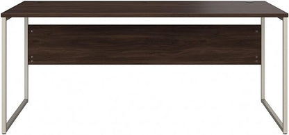 Bush Business Furniture Hybrid 72W x 30D Computer Table Desk with Metal Legs in Black Walnut