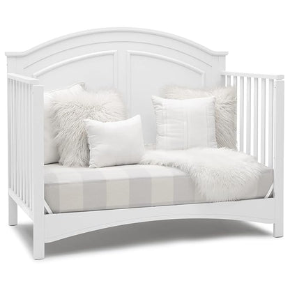 Delta Children Perry 6-in-1 Convertible Crib - Greenguard Gold Certified, Bianca White + Simmons Kids Radiant Sky Dual Sided Baby Crib Mattress and Toddler Mattress (Bundle)