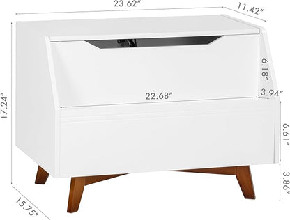 UTEX Kids Toy Box, Wooden Toy Chest, Kids Storage Organizer Bench with Front Book Storage Area for Boys and Girls, Children's Furniture, White
