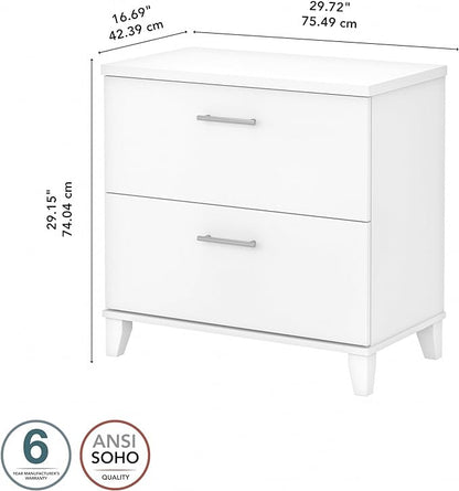 Bush WC81980 Somerset 2-Drawer Lateral File Cabinet, Letter/Legal, White, 30-Inch