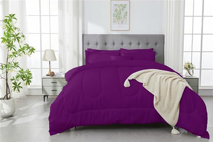 3 Piece Solid Color All Season Bedding Comforter Set Microfiber Soft Lightweight Bedding Set for Kids Teens Adults Room Decor with 1 Comforter and 2 Pillowcases Twin