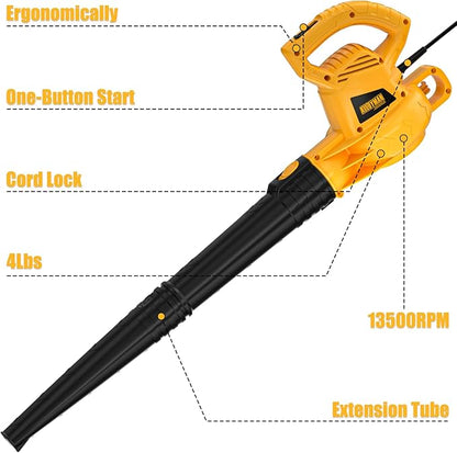 ALLOYMAN Electric Leaf Blower,7AMP Lawn Blower,130MPH Mini Leaf Blower Lightweight & Portable for Lawn Care/Snow Blowing
