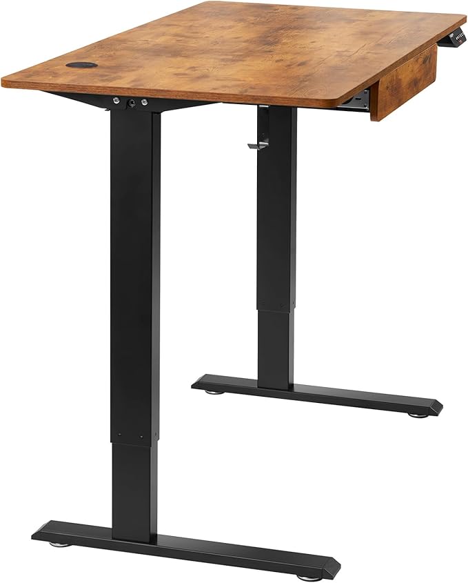 VEVOR Height Adjustable Desk, 47.2 x 23.6 in with Drawer, 3-Key Modes Electric Standing Desk,Whole Piece Desk Board, Dual Metal Frame, 180 LBS Capacity Computer Sit Stand up Desk, for Home and Office