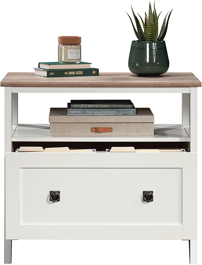 Sauder August Hill Lateral File, L: 19.53" x W: 32.28" x H: 29.25", Soft White Finish