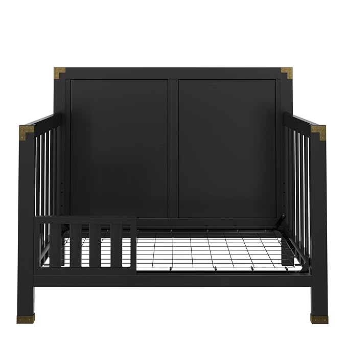 Baby Relax Miles 5-in-1 Convertible Crib, Solid Pine Wood, Black