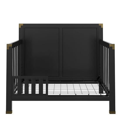 Baby Relax Miles 5-in-1 Convertible Crib, Solid Pine Wood, Black