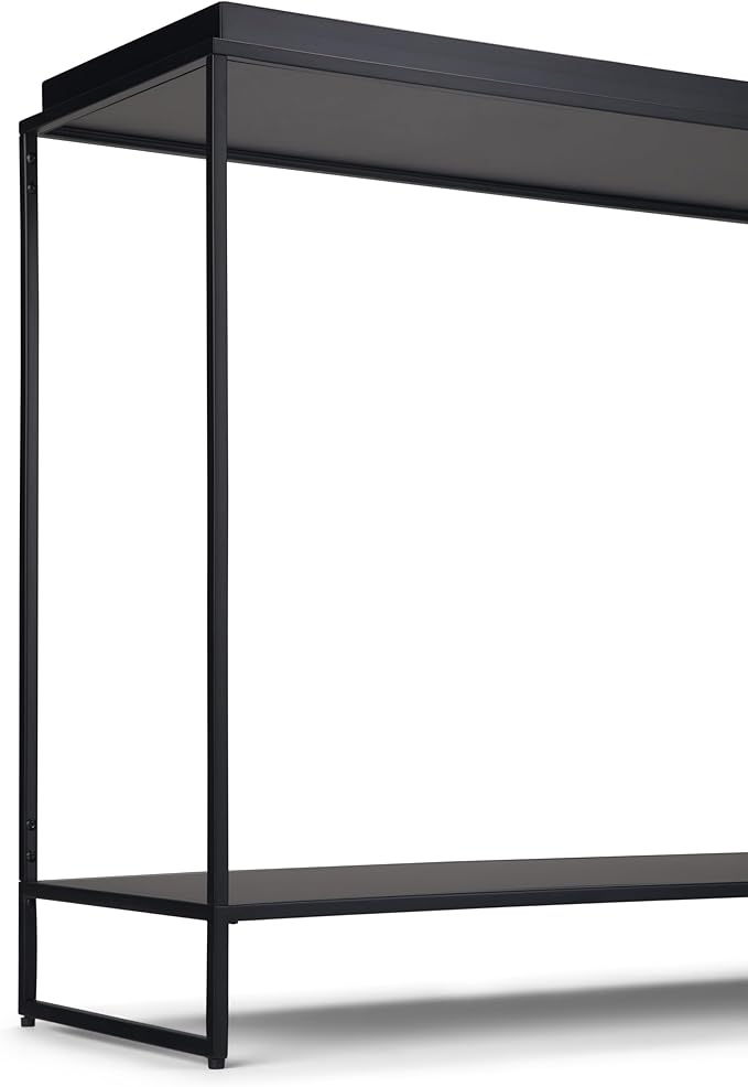 SIMPLIHOME Garner 47 inch Wide Metal Tray Top Console Sofa Entryway Table in Black, for the Living Room, Entryway and Bedroom
