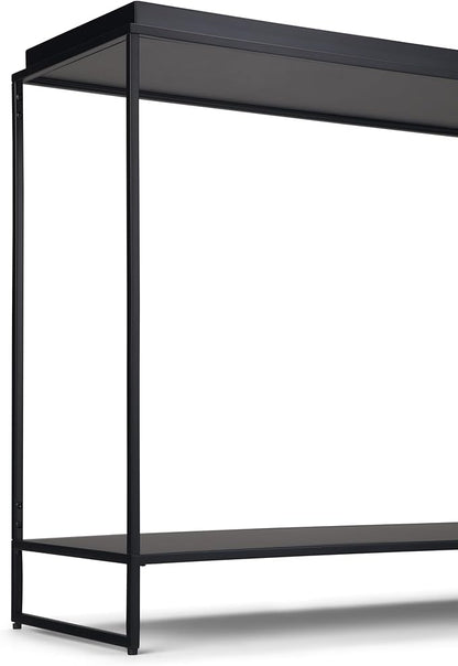 SIMPLIHOME Garner 47 inch Wide Metal Tray Top Console Sofa Entryway Table in Black, for the Living Room, Entryway and Bedroom