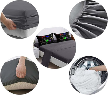 6 Pieces Gamer Comforter Set for Boys Gaming Bedding Set Full Size,Video Game Controller Comforter for Boys Kids Adult 3D Gamepad Microfiber Bedding Sets 6 Pieces Bed in A Bag Sets3001,Full