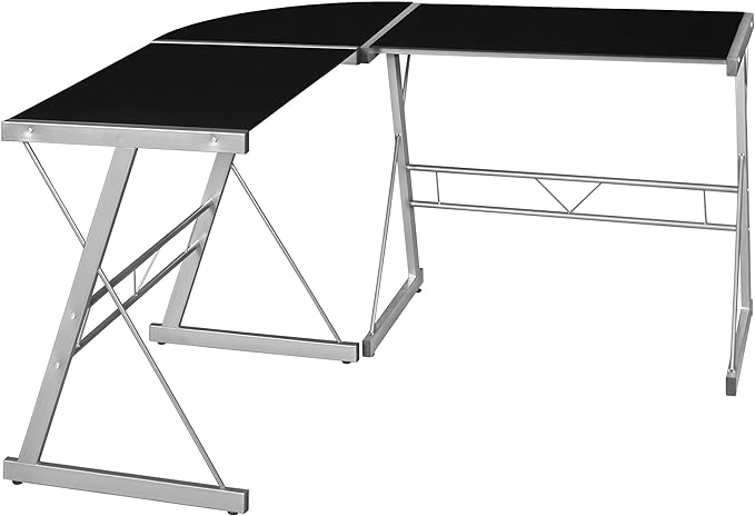 Regency Home Corner Desk, 60 inch, Black Glass