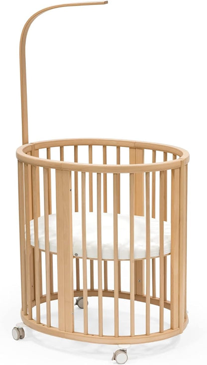 Stokke Sleepi Mini Bundle, Natural - includes Crib/Bed, Mattress & Drape Rod - Suitable for Ages 0-5 Years Old - Adjustable & Stylish