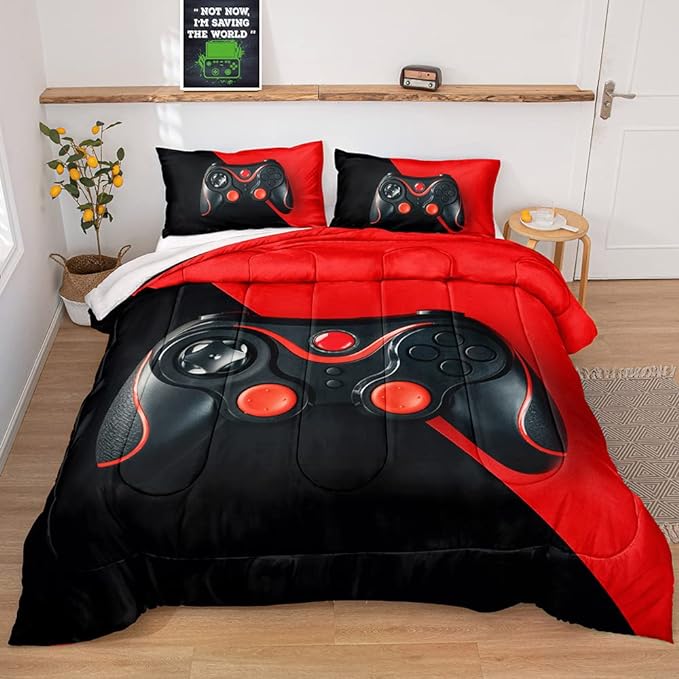 Gaming Comforter for Boys Teen,Game Contoller Bedding Set for Boys Kids,Down Alternative Comforter for All Season,Gamer Home Decor for Boys Comforter Set (Comforter-game40, Queen)