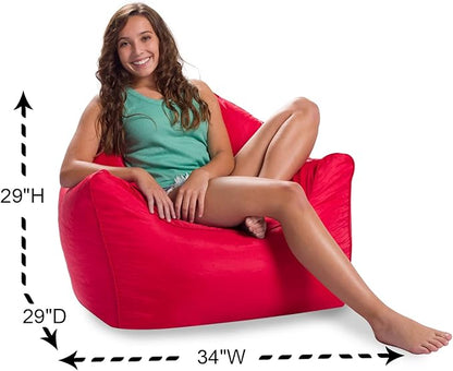 Posh Creations Structured Comfy Seat for Playrooms and Bedrooms, Large Bean Bag Chair, Malibu Lounge, Red