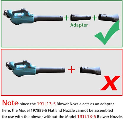 191L13-5 191B21-6 Blower Nozzle and 197889-6 Flat End Nozzle Compatible with Makita X2 36V hand held Blower, use for XBU02Z - one-click installation (GROUP)