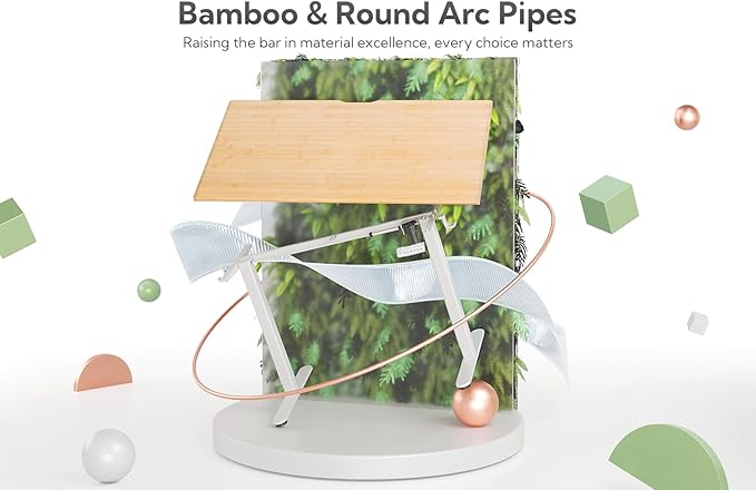 Bamboo Electric Standing Desk, 55x24 Inches Adjustable Height Stand up Desk with Whole Piece Desktop, Sit Stand Home Office Desk White Frame/Bamboo Top