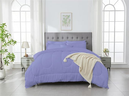 3 Piece Solid Color All Season Bedding Comforter Set Microfiber Soft Lightweight Bedding Set for Kids Teens Adults Room Decor with 1 Comforter and 2 Pillowcases Queen