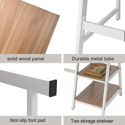 SogesHome Computer Desk 47inches Trestle Desk PC Desk with Shelf Office Desk Workstation for Home Office Use Writing Table, Oak, Tplus-120OK-SH